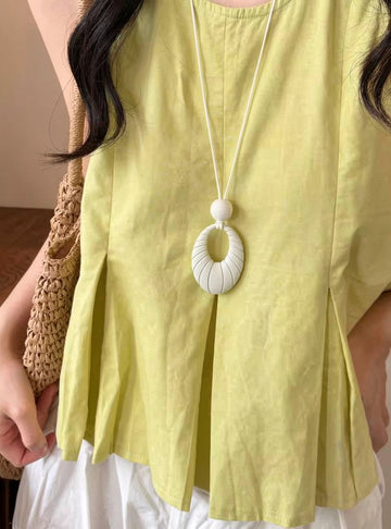 Pastel Oval Pendant Necklace With Dark Cord Four Colors