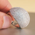 Pave Crystal Dome Statement Ring in Silver and Gold Tones view 2