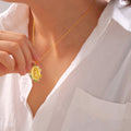 Gold Virgin Mary Zircon Border Pendant Necklace Styles view 3