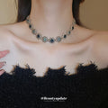 Flower Crystal Link Necklace and Bracelet Three Color Variants view 3