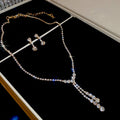 Rhinestone Round Y Necklace Earring Sets Gold Silver view 6