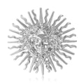 Sculpted Sun Face Brooch With Radiating Rays in Two Tones view 2