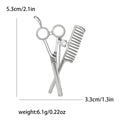 Scissors And Comb Crystal Brooch In Gold And Silver Tones view 7