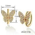 Gold Tone Pave Crystal Butterfly Huggie Hoop Earrings view 4