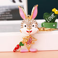 Jeweled Carrot Rabbit Keychains in Three Colors with Two Wrist Loop Options view 6