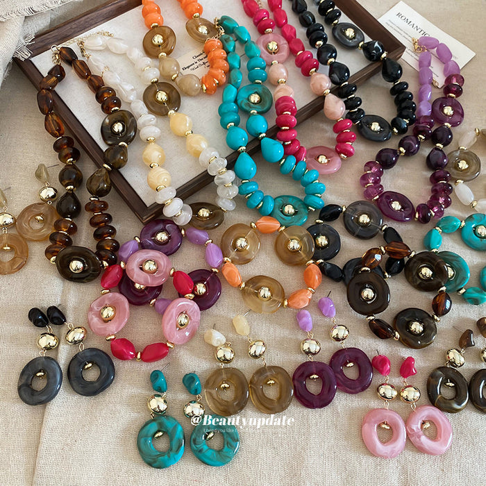 Acrylic Donut Bead Jewelry Earrings Bracelets Necklaces