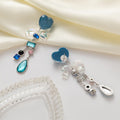 Blue Heart Iridescent Bow Geometric Long Stud Earrings view 4