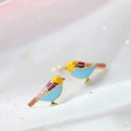 Gold Tone Colorful Bird Stud Earrings With Enamel Finish view 3