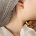 Small Gold Plain Hoop Ear Clips No-Piercing Clip-On Pair view 4