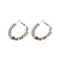 Crystal Trimmed Hoop Earrings in Gold and Silver Tones view 5