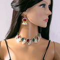 Ornate Floral Necklace and Earring Pearl Look Jewelry Sets view 9