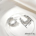 Irregular Crystal C-Shape Stud Hoop Earrings Four Colors view 4