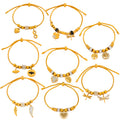 Gold Adjustable Charm Bracelets Beads Rhinestone Slider Cord view 5