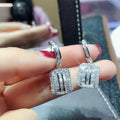 Square Crystal Frame Huggie Drop Earrings With Clear Stone Accents view 2