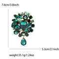 Emerald Green Crystal Floral Cluster Brooch with Teardrop Dangle view 4
