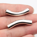 37x11x8mm 5.5g Antique Silver Zinc Alloy Smooth Curved Tube Bead Connector Bead for DIY Bracelet Jewelry