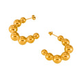 Graduated Bead Ball C Hoop Earrings Gold Silver Metal view 5