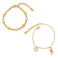 Gold Heart Snake Chain And Ballerina Charm Bracelets view 5