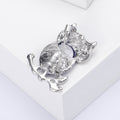 Owl Brooch Green Eyes Blue Crystal Body Metal Frame Pin view 4