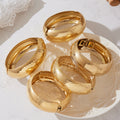 Wide Textured Hinged Bangles in Five Gold Tone Patterns view 1