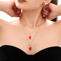 Red Enamel Christmas Stocking Pendant Necklace Gold Chain view 3