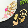 Twelve Pink and Red Rose Heart Metal Keychain Designs view 4