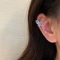 Silver Tone Butterfly Ear Cuff With Clear Stones Single Cuff view 2