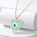 Gold Tone Large Heart Resin Evil Eye Pendant Necklaces view 3