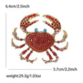Gold Tone Red Blue Rhinestone Paved Crab Brooch Pin view 4
