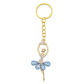 Ballerina Dancer Keychain Rhinestone Gold Ring Nine Colors view 7