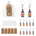 Gnome Apple School Hat Printed Wood Keychain Ring Metal Charm view 1