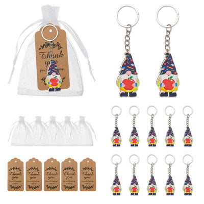School gnome wood keychains with bags and kraft tags