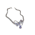 Silver Tone Crystal Bow Necklace And Earrings With Teardrop Drops view 5