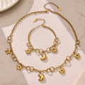 Star Moon Charm Necklace Bracelet Set Two-Tone Steel view 1