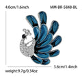 Enamel Peacock Crystal Body Brooch Blue Purple Green view 6