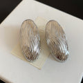 Textured Oval Metal Statement Stud Earrings For Women view 7