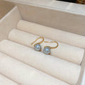 Gold Tone Hook Earrings with Gray Pearl Drops in Four Sizes view 7