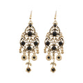 Black Crystal Filigree Chandelier Hook Earrings Fashion Jewelry view 5