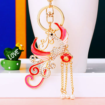 Jeweled Phoenix Pearl Drop Keychains in Three Colors plus Assorted Option