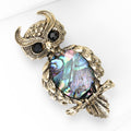 Abalone Shell Owl Brooch With Antique Gold Tone Frame view 2