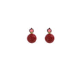 Dark Red Round and Faceted Square Front Back Stud Earrings view 5