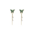 Butterfly Chain Pearl Look Asymmetric Stud Earrings in Two Colors view 5