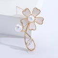 Mother of Pearl Flower Pearl Brooch Gold Silver Tones view 6