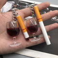 Cigarette and Red Wine Glass Novelty Split Ring Keychains view 4