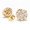 Gold Round Cluster Clear CZ Stud Earrings Metal Pair view 3