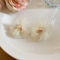 Soft Fabric Flower Stud Earrings In Five Pastel Color Options view 8