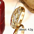 Gold Tone Twisted Ridge Band Ring with Clear Stones view 4