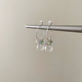 Silver Tone Hoop Earrings with Bead and Clear Drop Charms view 6