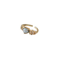 Gold Tone Clear Stone Heart Open Adjustable Rings In White And Blue view 5