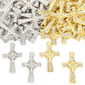 Detailed Rhinestone Cross Charms in Gold and Silver Tones view 5